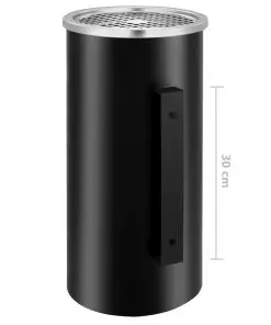 vidaXL Wall Ashtray Dustbin Steel 26 L Black