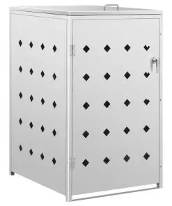 vidaXL Single Wheelie Bin Shed 240 L Stainless Steel
