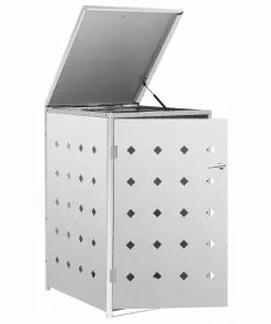 vidaXL Single Wheelie Bin Shed 240 L Stainless Steel