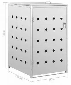 vidaXL Single Wheelie Bin Shed 240 L Stainless Steel
