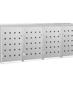 vidaXL Quadruple Wheelie Bin Shed 240 L Stainless Steel