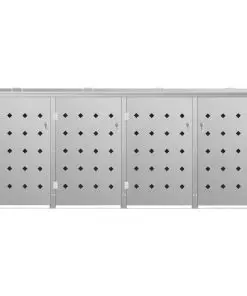 vidaXL Quadruple Wheelie Bin Shed 240 L Stainless Steel