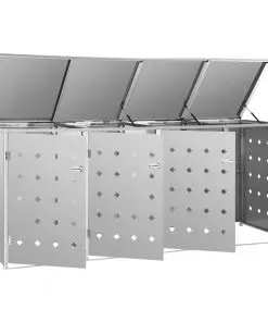 vidaXL Quadruple Wheelie Bin Shed 240 L Stainless Steel