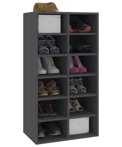 vidaXL Shoe Rack Grey 54x34x100 cm Chipboard