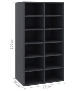 vidaXL Shoe Rack Grey 54x34x100 cm Chipboard