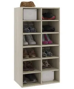 vidaXL Shoe Rack Sonoma Oak 54x34x100 cm Chipboard