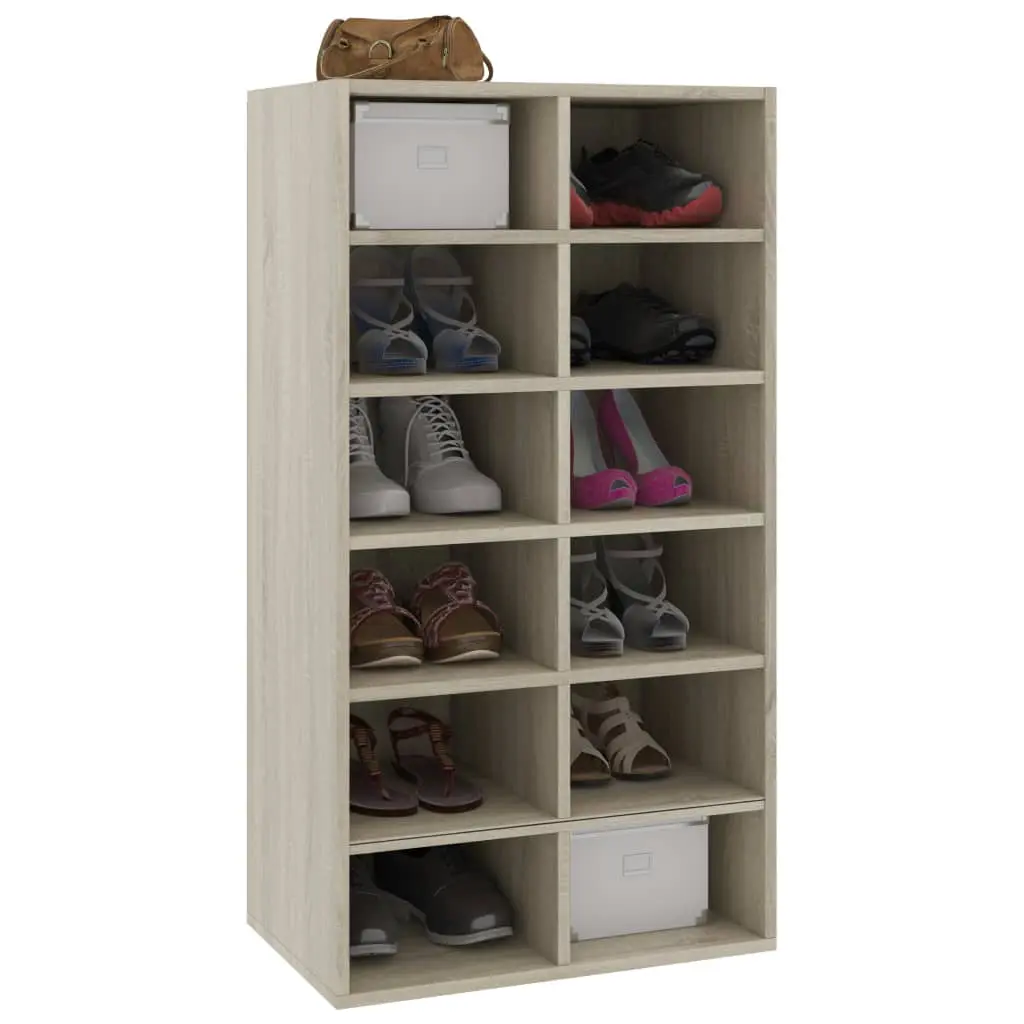 vidaXL Shoe Rack Sonoma Oak 54x34x100 cm Chipboard