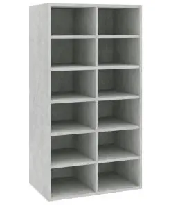 vidaXL Shoe Rack Concrete Grey 54x34x100 cm Chipboard