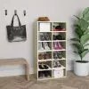 vidaXL Shoe Rack White and Sonoma Oak 54x34x100 cm Chipboard