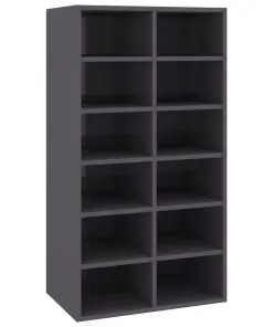 vidaXL Shoe Rack High Gloss Grey 54x34x100 cm Chipboard