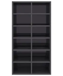 vidaXL Shoe Rack High Gloss Grey 54x34x100 cm Chipboard