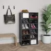 vidaXL Shoe Rack High Gloss Grey 54x34x100 cm Chipboard