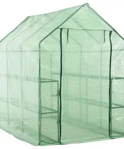vidaXL Walk-in Greenhouse with 12 Shelves Steel 143x214x196 cm