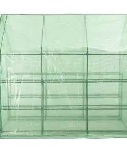 vidaXL Walk-in Greenhouse with 12 Shelves Steel 143x214x196 cm