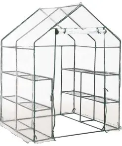 vidaXL Greenhouse with 8 Shelves 143x143x195 cm