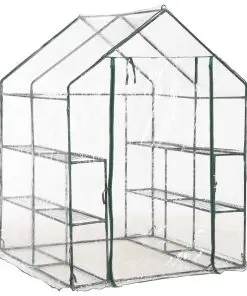 vidaXL Greenhouse with 8 Shelves 143x143x195 cm