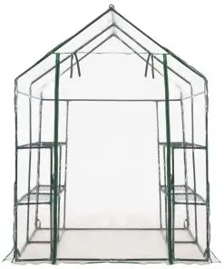 vidaXL Greenhouse with 8 Shelves 143x143x195 cm