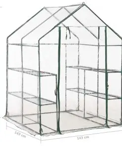 vidaXL Greenhouse with 8 Shelves 143x143x195 cm