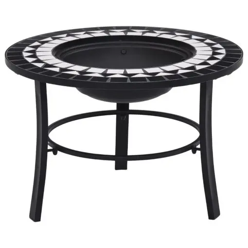 vidaXl Mosaic Fire Pit Black and White 68cm Ceramic