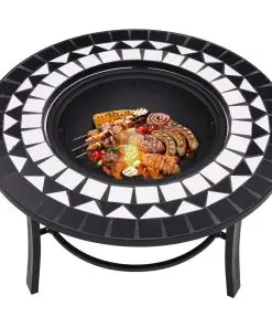 vidaXl Mosaic Fire Pit Black and White 68cm Ceramic