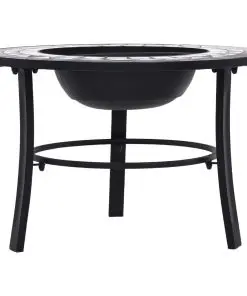 vidaXl Mosaic Fire Pit Black and White 68cm Ceramic
