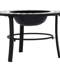 vidaXl Mosaic Fire Pit Black and White 68cm Ceramic