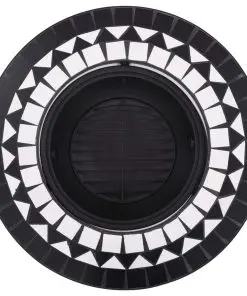 vidaXl Mosaic Fire Pit Black and White 68cm Ceramic