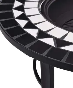 vidaXl Mosaic Fire Pit Black and White 68cm Ceramic