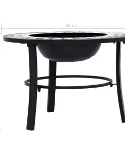 vidaXl Mosaic Fire Pit Black and White 68cm Ceramic