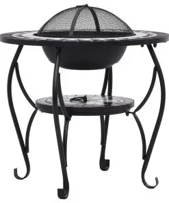 vidaXL Mosaic Fire Pit Table Black and White 68 cm Ceramic