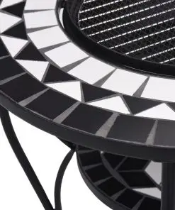 vidaXL Mosaic Fire Pit Table Black and White 68 cm Ceramic