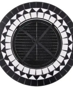 vidaXL Mosaic Fire Pit Table Black and White 68 cm Ceramic