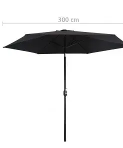 vidaXL Outdoor Parasol with Metal Pole 300 cm Black