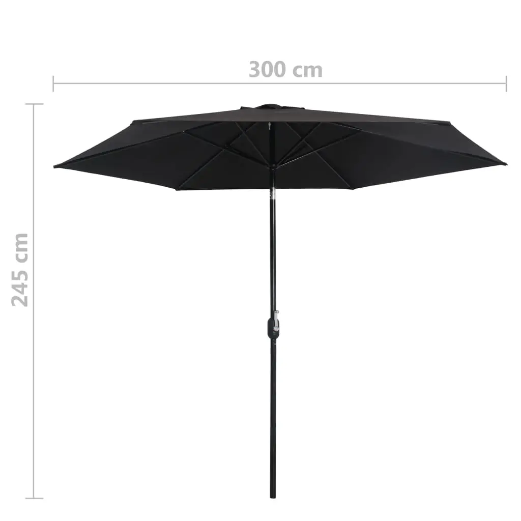 vidaXL Outdoor Parasol with Metal Pole 300 cm Black