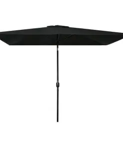 vidaXL Outdoor Parasol with Metal Pole 300×200 cm Black