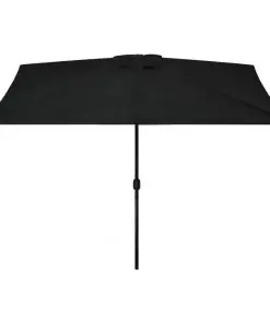 vidaXL Outdoor Parasol with Metal Pole 300×200 cm Black