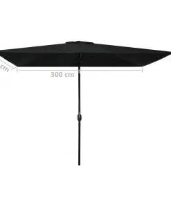 vidaXL Outdoor Parasol with Metal Pole 300×200 cm Black