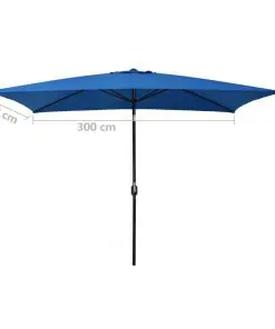 vidaXL Outdoor Parasol with Metal Pole 300×200 cm Azure
