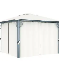 vidaXL Gazebo with Curtain 300×300 cm Cream Aluminium