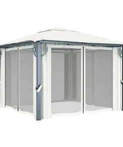 vidaXL Gazebo with Curtain 300×300 cm Cream Aluminium