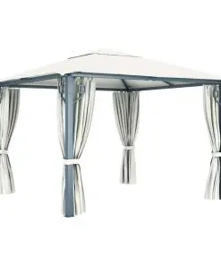 vidaXL Gazebo with Curtain 300×300 cm Cream Aluminium