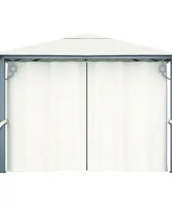 vidaXL Gazebo with Curtain 300×300 cm Cream Aluminium