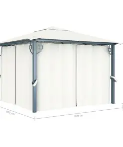 vidaXL Gazebo with Curtain 300×300 cm Cream Aluminium