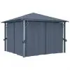 vidaXL Gazebo with Curtain 300×300 cm Anthracite Aluminium