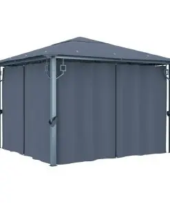 vidaXL Gazebo with Curtain 300×300 cm Anthracite Aluminium