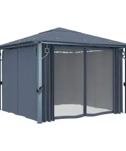 vidaXL Gazebo with Curtain 300×300 cm Anthracite Aluminium