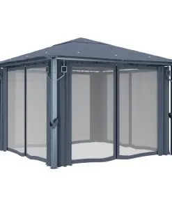 vidaXL Gazebo with Curtain 300×300 cm Anthracite Aluminium