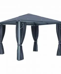vidaXL Gazebo with Curtain 300×300 cm Anthracite Aluminium