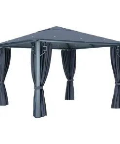 vidaXL Gazebo with Curtain 300×300 cm Anthracite Aluminium