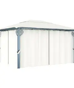 vidaXL Gazebo with Curtain 400×300 cm Cream Aluminium